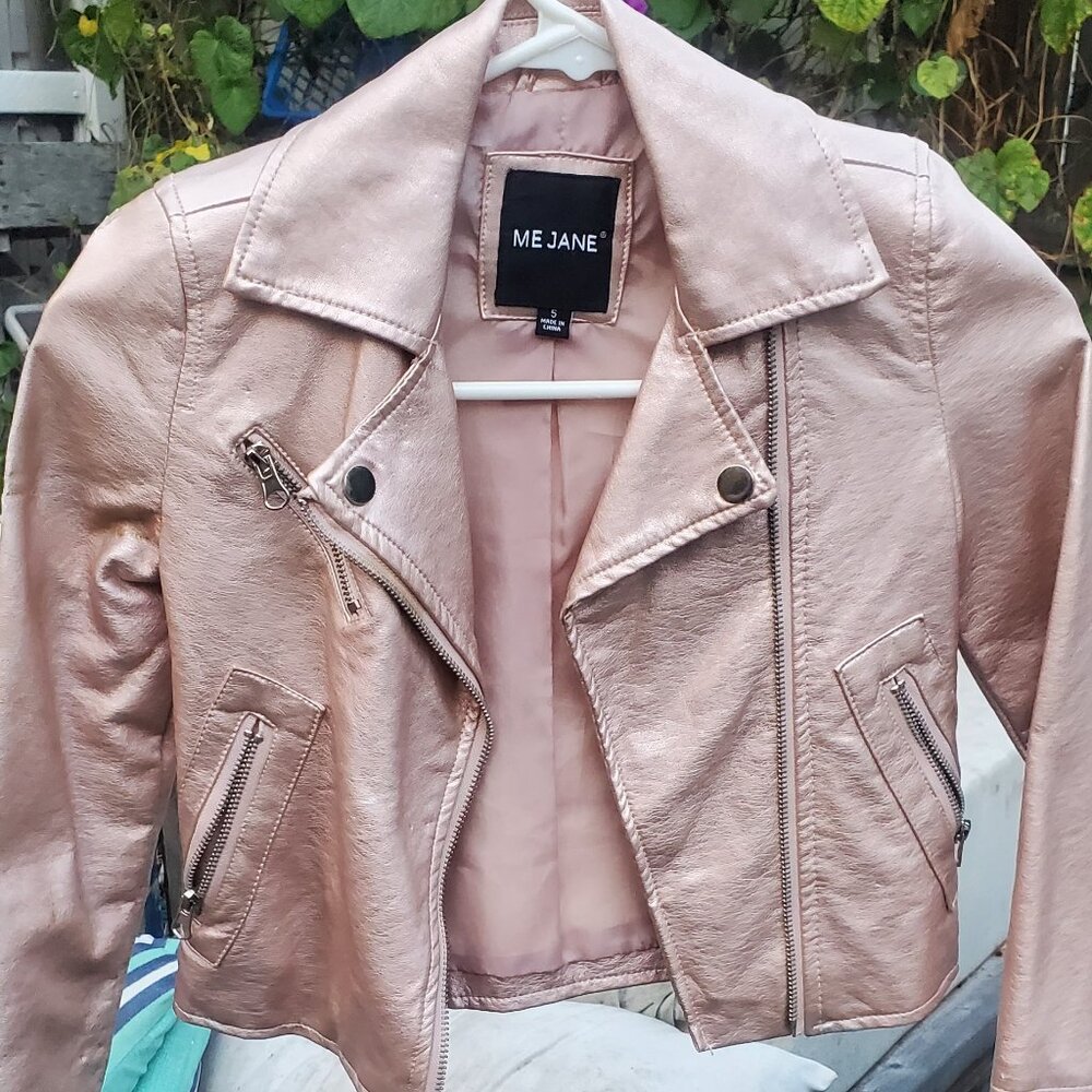 Girls Pink Faux Leather Motorcycle Jacket
